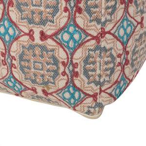 English Elm Amelia Multicolored Handcrafted Fabric Pouf Ottoman – Rustic Seat, Footrest, Durable 20" Cube (250 lb) B181P162868