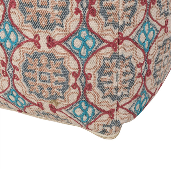 English Elm Amelia Multicolored Handcrafted Fabric Pouf Ottoman – Rustic Seat, Footrest, Durable 20" Cube (250 lb) B181P162868
