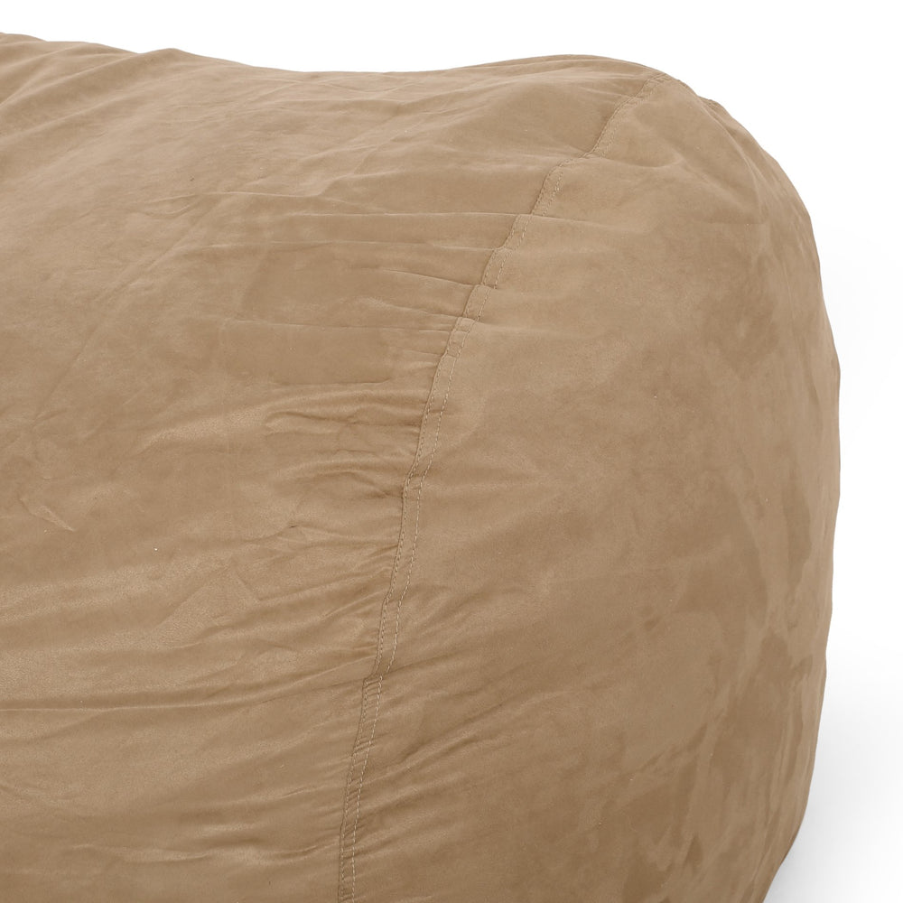 English Elm Potrero Microfiber Cylindrical Bean Bag 6.5ft Beige – Cozy Foam-Filled, Removable Washable Cover, Modern Design B181P163044