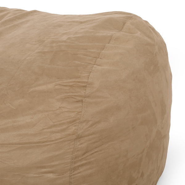 English Elm Potrero Microfiber Cylindrical Bean Bag 6.5ft Beige – Cozy Foam-Filled, Removable Washable Cover, Modern Design B181P163044