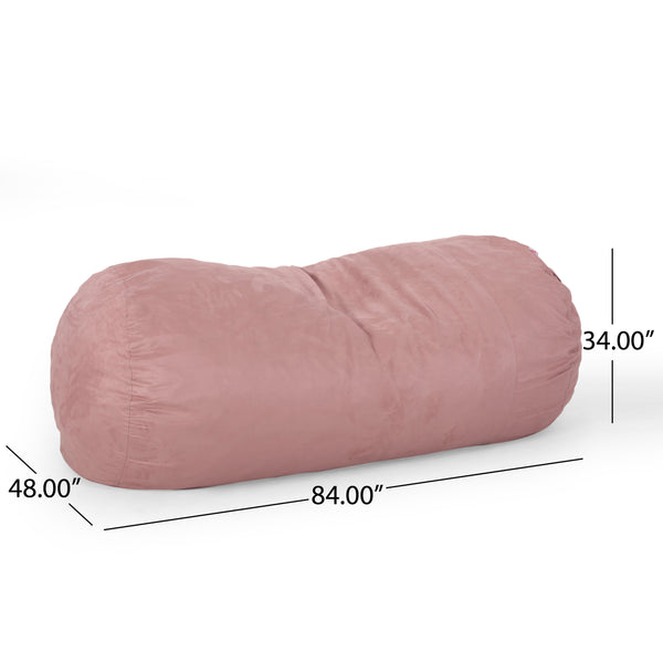 English Elm Aruba Microfiber Cylindrical Bean Bag Chair 8ft — Soft High-Density Foam, Removable Washable Cover, Modern Comfort Rose B181P163052