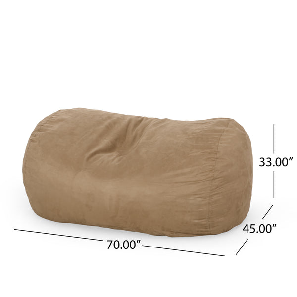 English Elm Potrero Microfiber Cylindrical Bean Bag 6.5ft Beige – Cozy Foam-Filled, Removable Washable Cover, Modern Design B181P163044