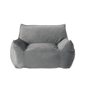 English Elm Allea Velveteen Bean Bag Chair with Armrests — Plush Velvet, Removable Washable Cover, Foam-Filled Comfort Grey B181P163005