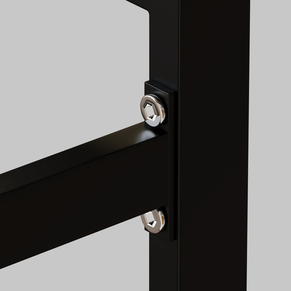 English Elm 51" Minimalist Glass Dining Table for 4-6 — 8mm Tempered Top, Black Chrome Legs, Sleek Modern Desk╝ W2189138541