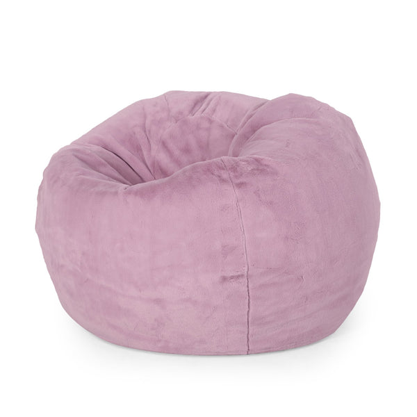 English Elm Kavel Plush Rounded Bean Bag Chair with Removable Washable Cover, High-Density Foam Comfort Seat Lavender B181P163068