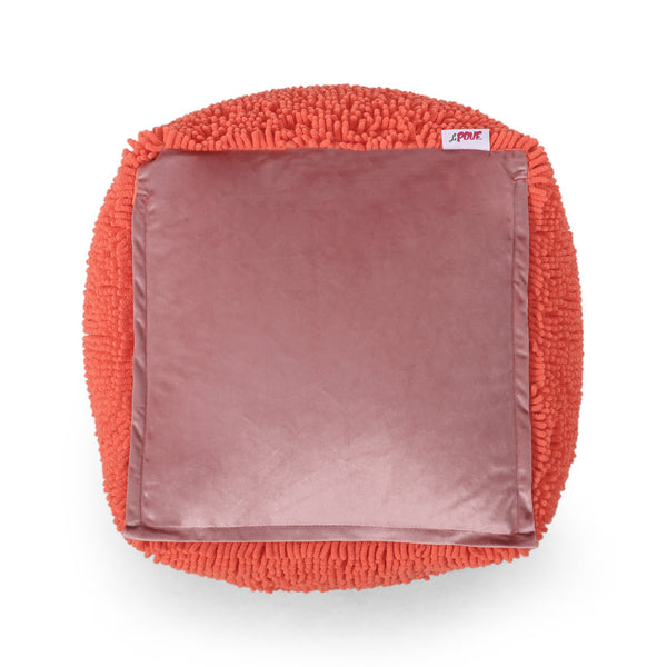 English Elm Sunny Coral Square Pouf Ottoman - Microfiber Floor Cushion, 200lb Capacity, Stylish Accent Seat B181P162877