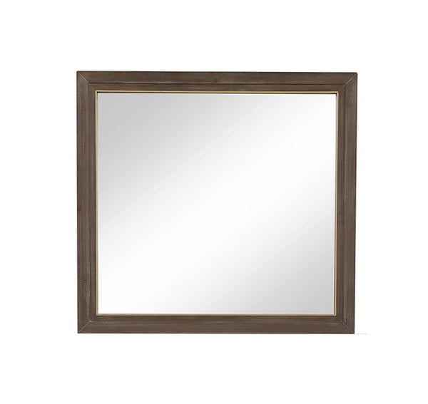 English Elm Mirror, Sandblasted Walnut 29" - Fully Assembled Mitered Frame, Walnut Solids & Veneers for Entryway Elegance B108P163875