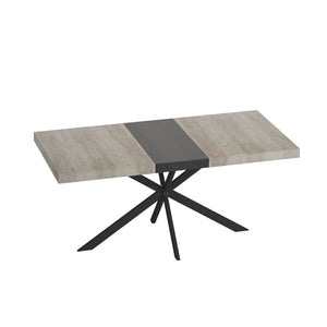 English Elm 55.11'' 55.11' Retractable Retro Rectangular Dining Table Grey Carole Top w/ Black Embossed Plate, Extendable 70.86" W757P147832
