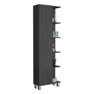English Elm Linen Tall Bathroom Storage Cabinet 62" High with Five Open Shelves and Adjustable Interior Shelving Gray 63.38 L x 16.53 W x 5.51 H B097133202
