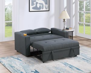 English Elm Contemporary Convertible Sleeper Sofa with Cup Holders, Tufted Polyfiber Seat, Adjustable Backrest and Pull-Out Bed Charcoal 45 L x 15 W x 49 H B011S00813