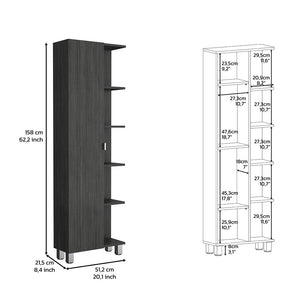 English Elm Linen Tall Bathroom Storage Cabinet 62" High with Five Open Shelves and Adjustable Interior Shelving Gray 63.38 L x 16.53 W x 5.51 H B097133202