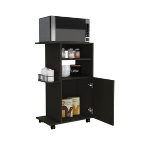 English Elm DEPOT Opal Kitchen Cart Black – Single-Door Cabinet with Microwave Countertop, Mobile 4-Caster Unit B097133124