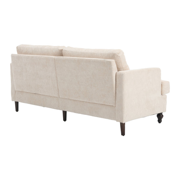 English Elm Mid Century Modern chenille loveseat with solid wood frame, detachable cushions, breathable fabric couch Beige W395P151895