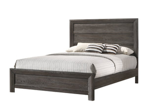 English Elm Rustic King Size Panel Bed with Contemporary Paneled Headboard, Clean Lines and Warm Wood Finish Brown Gray 59.3 L x 39 W x 6.8 H B011S00801