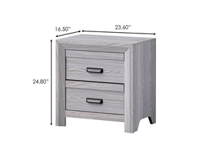 English Elm 1pc Contemporary Nightstand with Two Drawers and Metal Pulls — Compact Wooden Bedside Accent Table Gray 26.5 L x 19.5 W x 28 H B011P163877