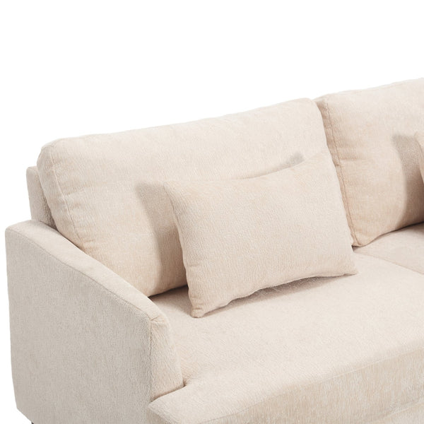 English Elm Mid Century Modern chenille loveseat with solid wood frame, detachable cushions, breathable fabric couch Beige W395P151895
