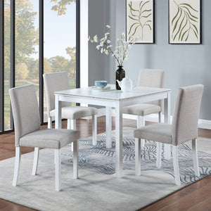 English Elm 5 Piece Wooden Dining Table Set - Elegant Square Table & 4 Upholstered Chairs For Modern Dining W1998S00043