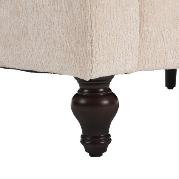 English Elm Mid Century Modern chenille loveseat with solid wood frame, detachable cushions, breathable fabric couch Beige W395P151895