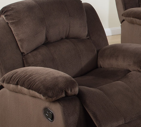 English Elm Modern Suede 3 Piece Reclining Living Room Set with Pillow Arms in Chocolate B011S02394