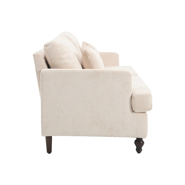 English Elm Mid Century Modern chenille loveseat with solid wood frame, detachable cushions, breathable fabric couch Beige W395P151895