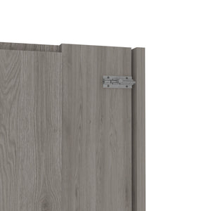 English Elm Wall Foldable Table with Hutch and Seven Shelves, Space-Saving Wall-Mounted Workstation for Small Rooms Gray 35.43 L x 26.77 W x 4.72 H B097133223