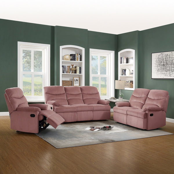English Elm Luxurious Velvet Reclining Loveseat with Tufted Plush Armrests, Side Handle for Effortless Relaxing Comfort Pink 31 L x 27 W x 54 H B011P163889