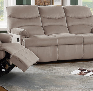 English Elm Luxurious 3-Seater Velvet Manual Recliner Sofa with Plush Arm Pillows, Smooth Handle Reclining 74" B011P163891