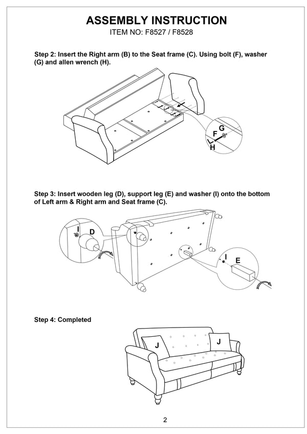 English Elm Contemporary Adjustable Sofa with Tufted Back, Rolled Arms, Under-Seat Storage & 2 Accent Pillows Blue 46 L x 14 W x 74 H B011P163902