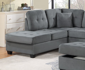 English Elm Dark Gray Plush Microfiber Sectional Sofa Set with Reversible Chaise, Cup Holders, Ottoman Storage and Pillows B011S00812