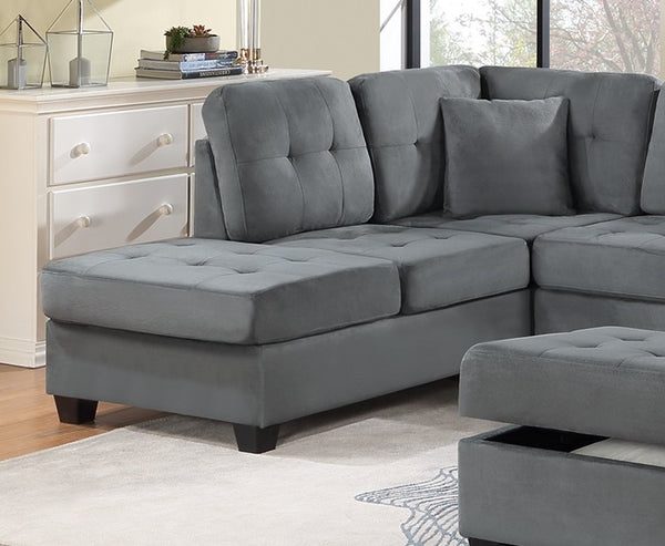 English Elm Dark Gray Plush Microfiber Sectional Sofa Set with Reversible Chaise, Cup Holders, Ottoman Storage and Pillows B011S00812
