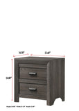 English Elm 1 Piece Contemporary Nightstand End Table With Two Storage Drawers Brown Gray Finish Bedroom Wooden Furniture