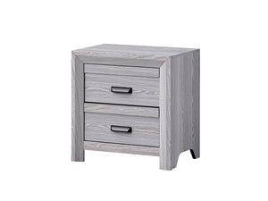 English Elm 1pc Contemporary Nightstand with Two Drawers and Metal Pulls — Compact Wooden Bedside Accent Table Gray 26.5 L x 19.5 W x 28 H B011P163877