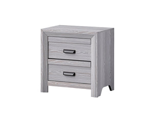 English Elm 1 Piece Contemporary Nightstand End Table With Two Storage Drawers Gray Rustic Finish Bedroom Wooden Furniture