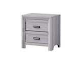 English Elm 1 Piece Contemporary Nightstand End Table With Two Storage Drawers Gray Rustic Finish Bedroom Wooden Furniture