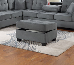 English Elm Dark Gray Plush Microfiber Sectional Sofa Set with Reversible Chaise, Cup Holders, Ottoman Storage and Pillows B011S00812