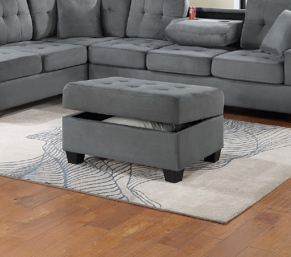 English Elm Dark Gray Plush Microfiber Sectional Sofa Set with Reversible Chaise, Cup Holders, Ottoman Storage and Pillows B011S00812