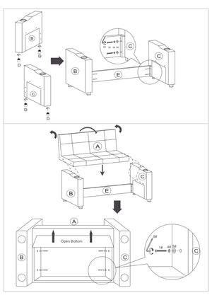 English Elm Contemporary Convertible Sleeper Sofa with Cup Holders, Tufted Polyfiber Seat, Adjustable Backrest and Pull-Out Bed Grey+Blue 45 L x 15 W x 49 H B011S00814