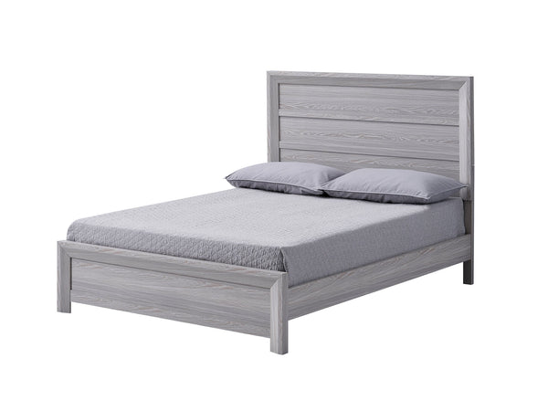 English Elm Rustic King Size Panel Bed with Contemporary Paneled Headboard, Clean Lines and Warm Wood Finish Gray 83 L x 39 W x 6.8 H B011S00803