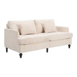 English Elm Mid Century Modern chenille loveseat with solid wood frame, detachable cushions, breathable fabric couch Beige W395P151895