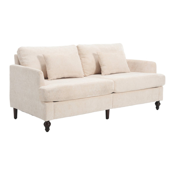 English Elm Mid Century Modern chenille loveseat with solid wood frame, detachable cushions, breathable fabric couch Beige W395P151895