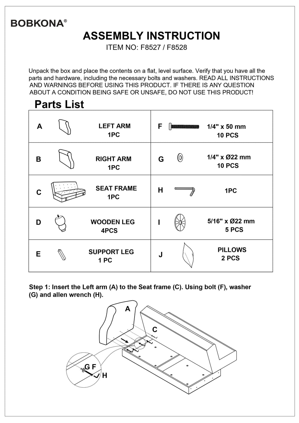 English Elm Contemporary Adjustable Sofa with Tufted Back, Rolled Arms, Under-Seat Storage & 2 Accent Pillows Blue 46 L x 14 W x 74 H B011P163902