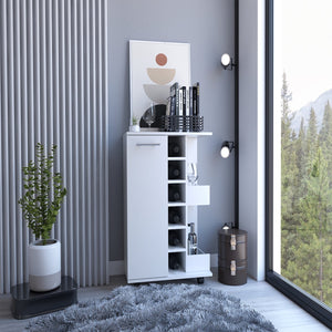 English Elm 32" White Bar-Coffee Cart with Locking Casters, Bottle Cubbies, Dual Open Shelves & Aluminum Front B097133080