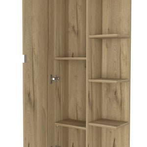 English Elm Linen Tall Bathroom Storage Cabinet 62" High with Five Open Shelves and Adjustable Interior Shelving Beige 63.38 L x 16.53 W x 5.51 H B097133201