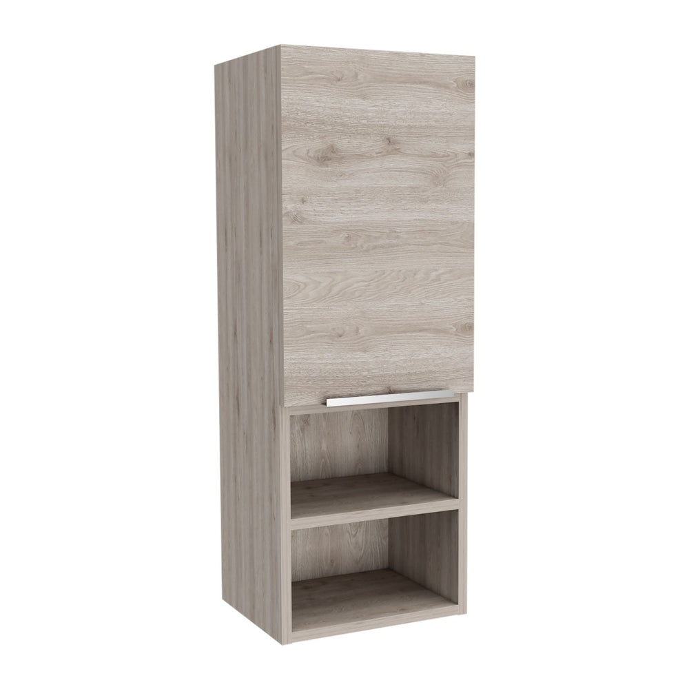 English Elm Medicine Cabinet 32" H With 2 Interior Shelves & 2 Open External Shelves - Stylish Light Gray Design B097133165