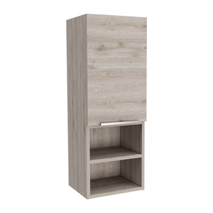 English Elm Medicine Cabinet 32" H With 2 Interior Shelves & 2 Open External Shelves - Stylish Light Gray Design B097133165