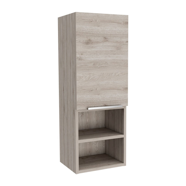 English Elm Medicine Cabinet 32" H With 2 Interior Shelves & 2 Open External Shelves - Stylish Light Gray Design B097133165