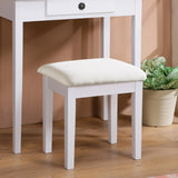 English Elm Moniys Wood Moniya Makeup Vanity Table and Stool Set, White