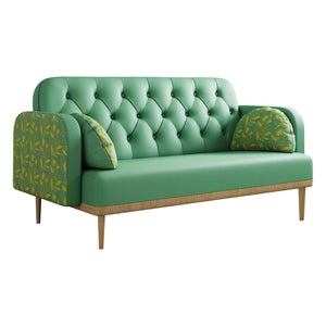 English Elm green Tulip Loveseat Sofa — Modern PU Upholstered Two-Seater with Solid Wood Frame & 2 Dumpling Pillows W1767142165