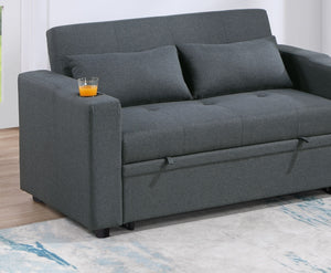 English Elm Contemporary Convertible Sleeper Sofa with Cup Holders, Tufted Polyfiber Seat, Adjustable Backrest and Pull-Out Bed Charcoal 45 L x 15 W x 49 H B011S00813