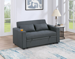 English Elm Contemporary Convertible Sleeper Sofa with Cup Holders, Tufted Polyfiber Seat, Adjustable Backrest and Pull-Out Bed Charcoal 45 L x 15 W x 49 H B011S00813